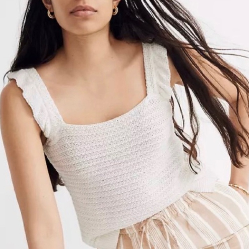 NWT Madewell Crocheted Ruffle-Strap Sweater Tank